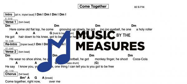 Lead Sheet (chord) for “Come Together” by The Beatles