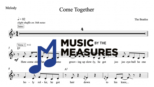 Melody Sheet Music for “Come Together” by The Beatles