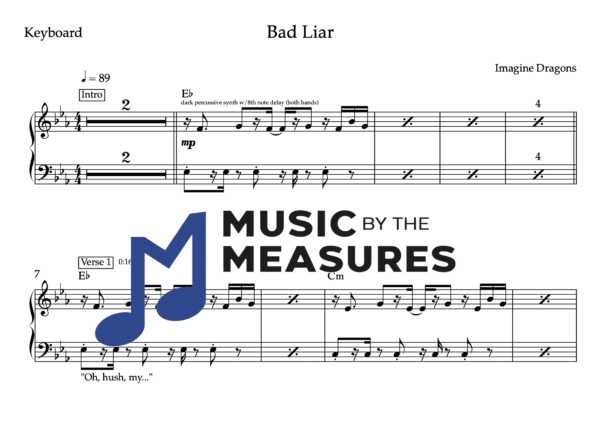 Keyboard Sheet Music for "Bad Liar" by Imagine Dragons