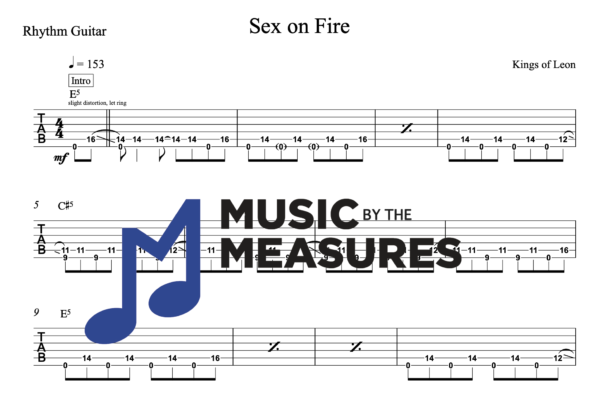 Rhythm Guitar Tablature for "Sex on Fire" by Kings of Leon