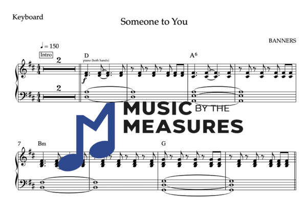 Keyboard Sheet Music for "Someone to You" by BANNERS