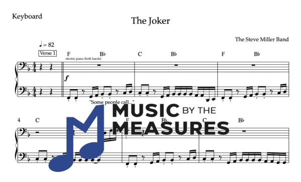 Keyboard Sheet Music for "The Joker" by The Steve Miller Band