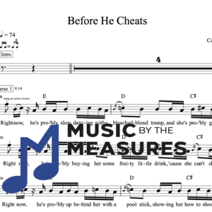 Melody Sheet Music for "Before He Cheats" by Carrie Underwood