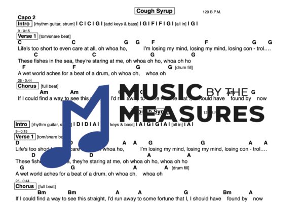 Lead Sheet for "Cough Syrup" by Young the Giant
