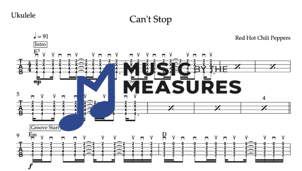 Ukulele Tablature for "Can't Stop" by The Red Hot Chili Peppers