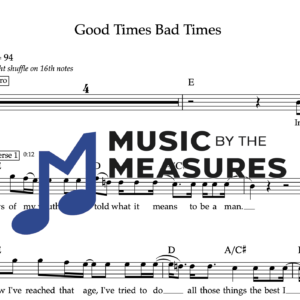 Melody Sheet Music for "Good Times Bad Times" by Led Zeppelin 