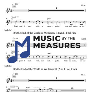 Melody Sheet Music for "It's the End of the World as We Know It (And I Feel Fine)" by R.E.M.