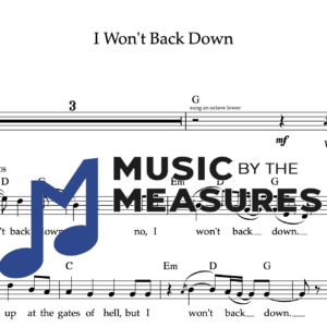 Melody Sheet Music for "I Won't Back Down" by Tom Petty