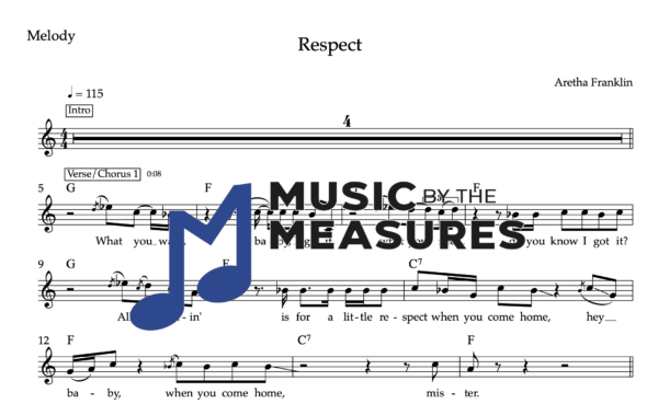Melody Sheet Music for "Respect" by Aretha Franklin