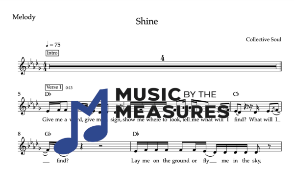Melody Sheet Music for "Shine" by Collective Soul
