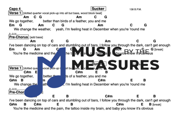 Lead Sheet for "Sucker" by Jonas Brothers