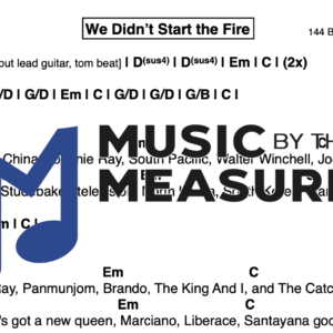 Lead Sheet for "We Didn't Start the Fire" by Billy Joel