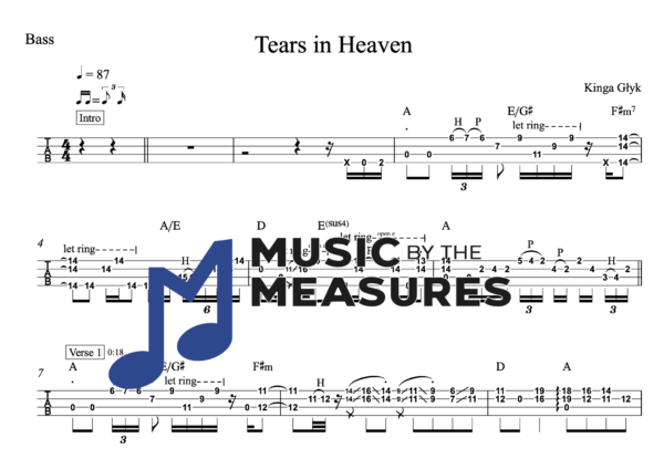 Bass Guitar Tablature for "Tears in Heaven" by Kinga Glyk
