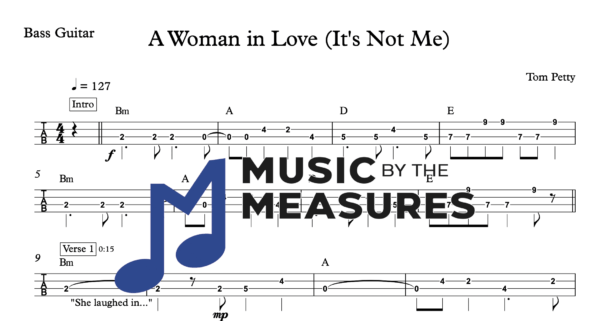 Bass Guitar Tablature for "A Woman in Love (It's Not Me)" by Tom Petty