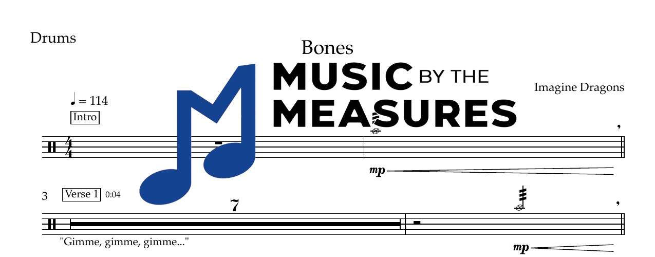 bones-imagine-dragons-drums-sheet-music-preview Bones by Imagine Dragons accurate drums sheet music transcription preview
