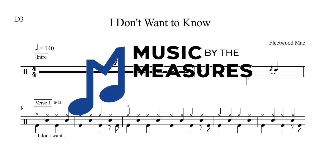 i-dont-want-to-know-fleetwood-mac-drums-sheet-music-preview I Don't Want to Know drums sheet music preview – Fleetwood Mac accurate transcription
