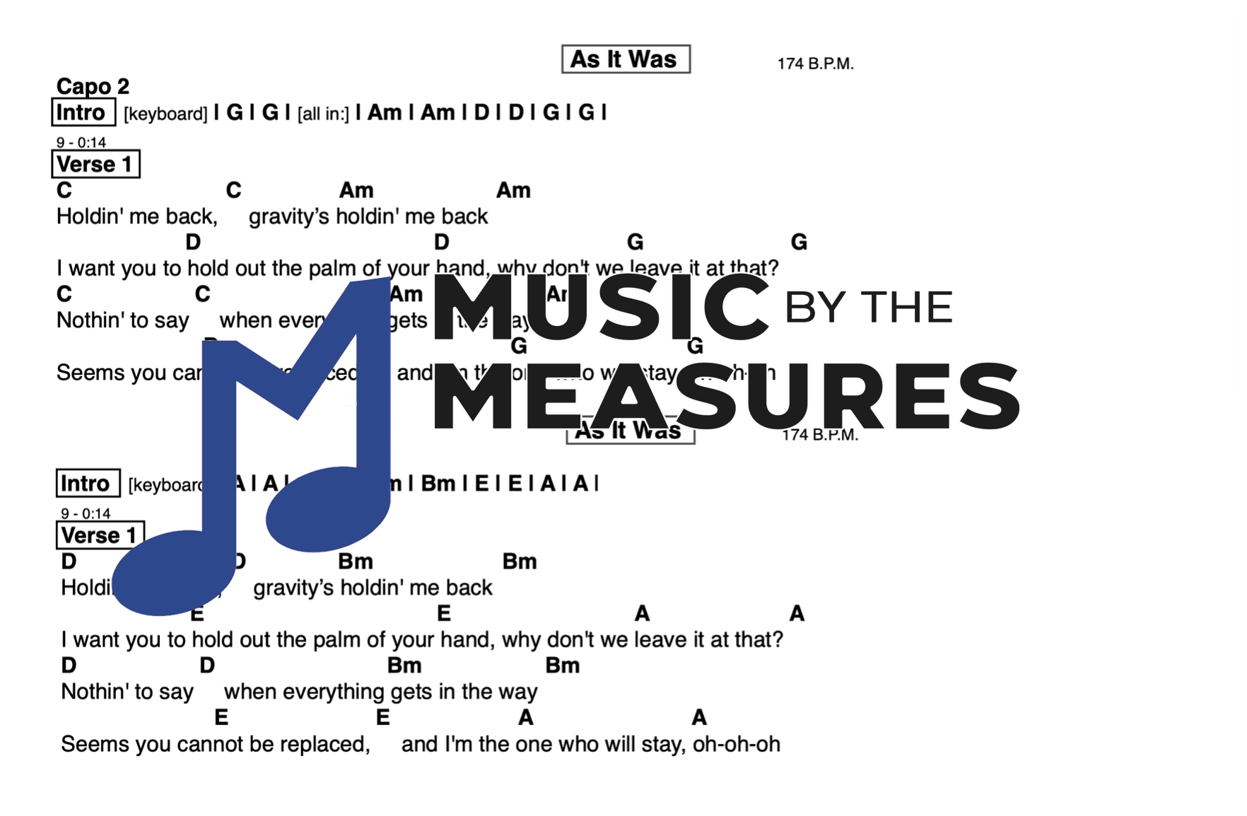 As It Was - Harry Styles - Lead/chord sheet