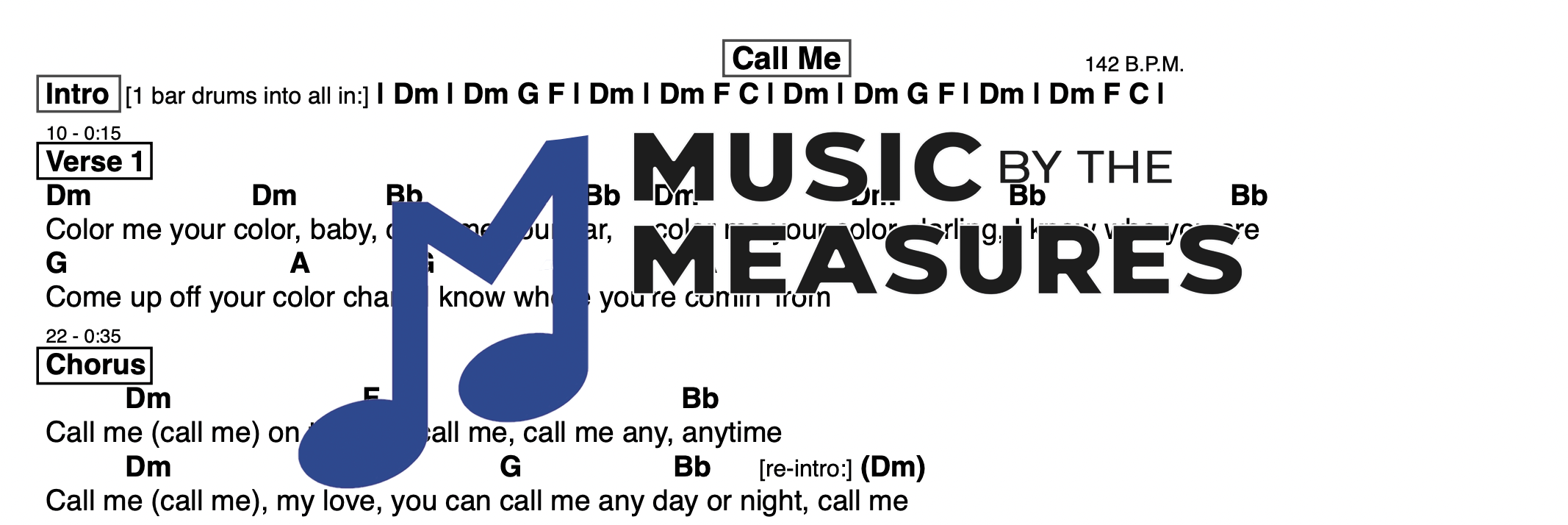 Call Me - Blondie - Lead/Chord Sheet