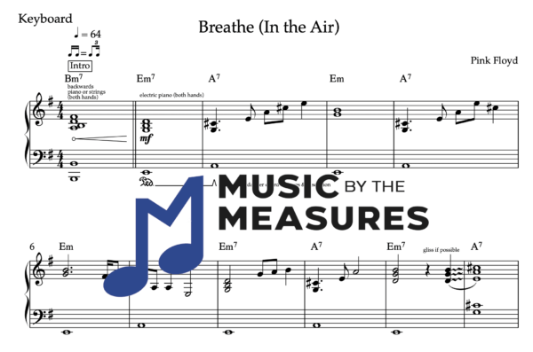 Keyboard Sheet Music for "Breathe (In the Air)" by Pink Floyd