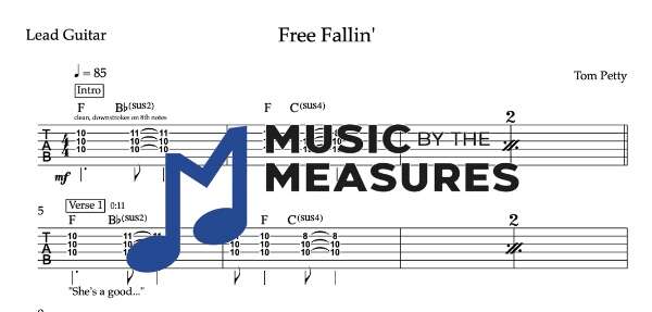 Lead Guitar Tablature for "Free Fallin" by Tom Petty 