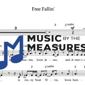 Melody Sheet Music for "Free Fallin" by Tom Petty 