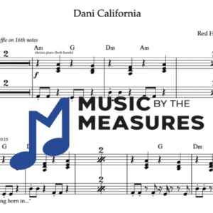 Keyboard Sheet Music for "Dani California" By the Red Hot Chili Peppers 