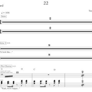 Keyboard Sheet Music for "22" by Taylor Swift