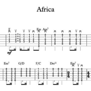 Strum Guitar Tablature for "Africa" by Weezer