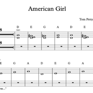Keyboard Sheet Music for "American Girl" by Tom Petty and the Heartbreakers