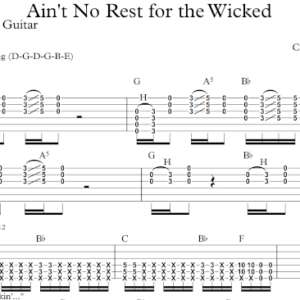 Lead Guitar Tablature for "Ain't No Rest for the Wicked" by Cage The Elephant.