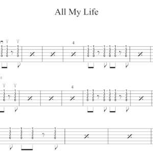 Strum Guitar Tablature for "All My Life" by the Foo Fighters.