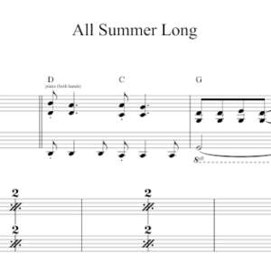 Keyboard Sheet Music for "All Summer Long" by Kid Rock.