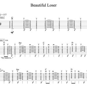 Strum Guitar Tablature for "Beautiful Loser" By Bob Segar