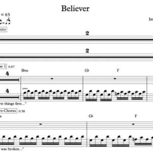 Keyboard Sheet Music for "Believer" By Imagine Dragons