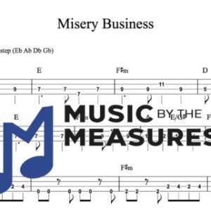 Bass Guitar Alt Tablature for "Misery Business" by Paramore