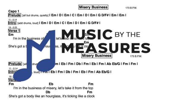 Lead Sheet for "Misery Business" by Paramore
