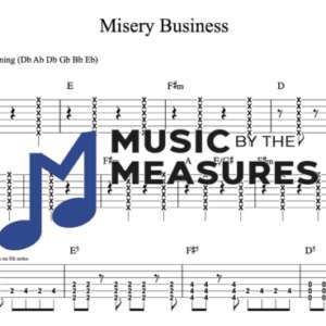 Rhythm Guitar Tablature for "Misery Business" by Paramore