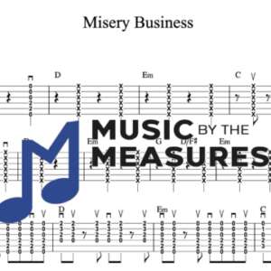 Strum Guitar Tablature for "Misery Business" by Paramore