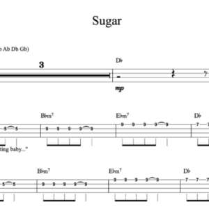 Bass Guitar Tablature for "Sugar" by Maroon 5