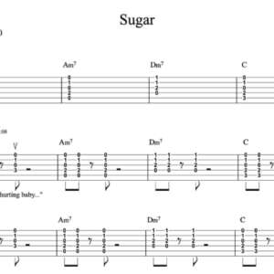 Strum Guitar Tablature for "Sugar" by Maroon 5