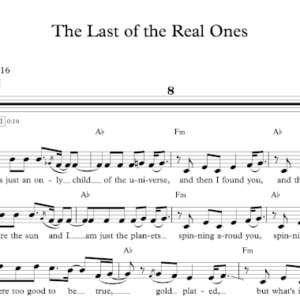 Melody Sheet Music for "The Last of the Real Ones" by Fall Out Boy.