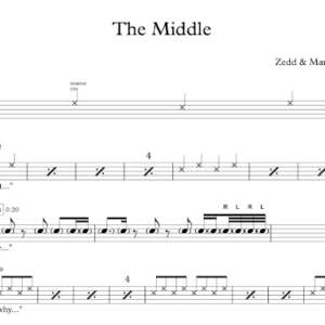 Drum Sheet Music for "The Middle" by Zedd & Maren Morris & Grey.