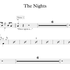 Drum Sheet Music for "The Nights" by Avicii.