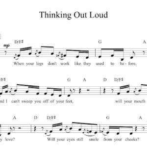 Melody Sheet Music for "Thinking Out Loud" by Ed Sheeran.