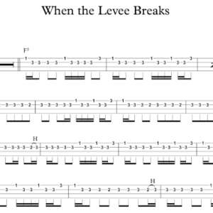 Bass Guitar Tablature for "When the Levee Breaks" by Led Zeppelin.