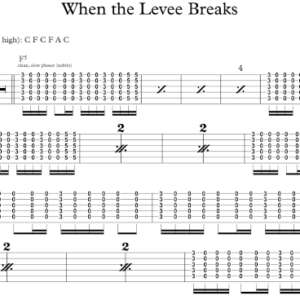 Rhythm Guitar Tablature for "When the Levee Breaks" by Led Zeppelin.