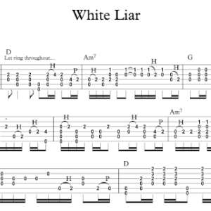 Rhythm Guitar Tablature for "White Liar" by Miranda Lambert.
