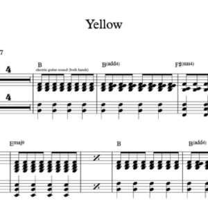 Keyboard Sheet Music for "Yellow" By Coldplay