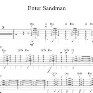 Strum Guitar Tablature for "Enter Sandman" by Metallica.
