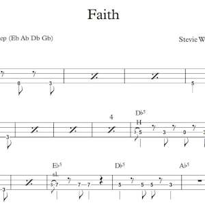 Bass Guitar Tablature for "Faith" by Stevie Wonder (feat. Ariana Grande).